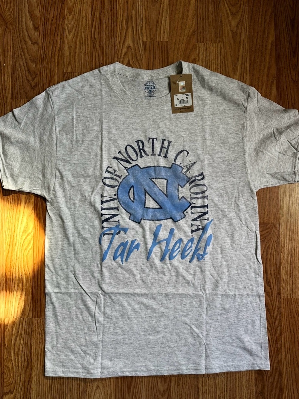 Knights Apparel Gray Tee with Light Blue UNC Tar Heels Logo